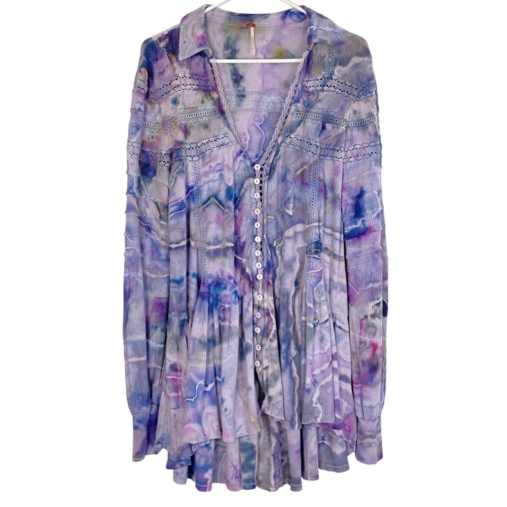 Women's Purple Free People Tie-Dye Top
